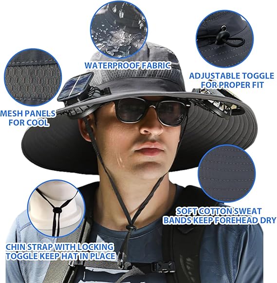 🏆 50K+ SOLD! 49% OFF – Almost Gone-⚡2026 New Ultralight Solar Fan Sun Hat – Lighter Than a Baseball!⚾(Only 11oz)