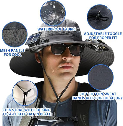 🏆 50K+ SOLD! 49% OFF – Almost Gone-⚡2026 New Ultralight Solar Fan Sun Hat – Lighter Than a Baseball!⚾(Only 11oz)