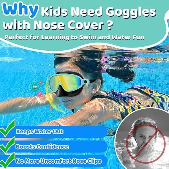🏊‍♀️Last Day Buy 1 Get 1 Free🏊‍♀️-HD children's large frame waterproof and anti-fog swimming goggles